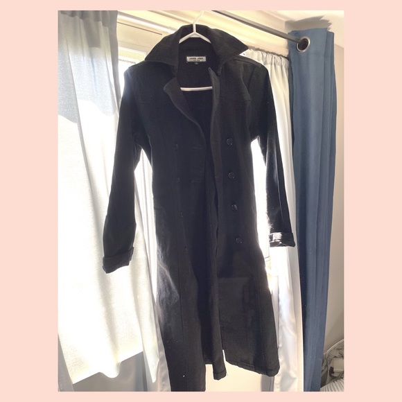 Black vintage denim trench coat - Picture 3 of 4